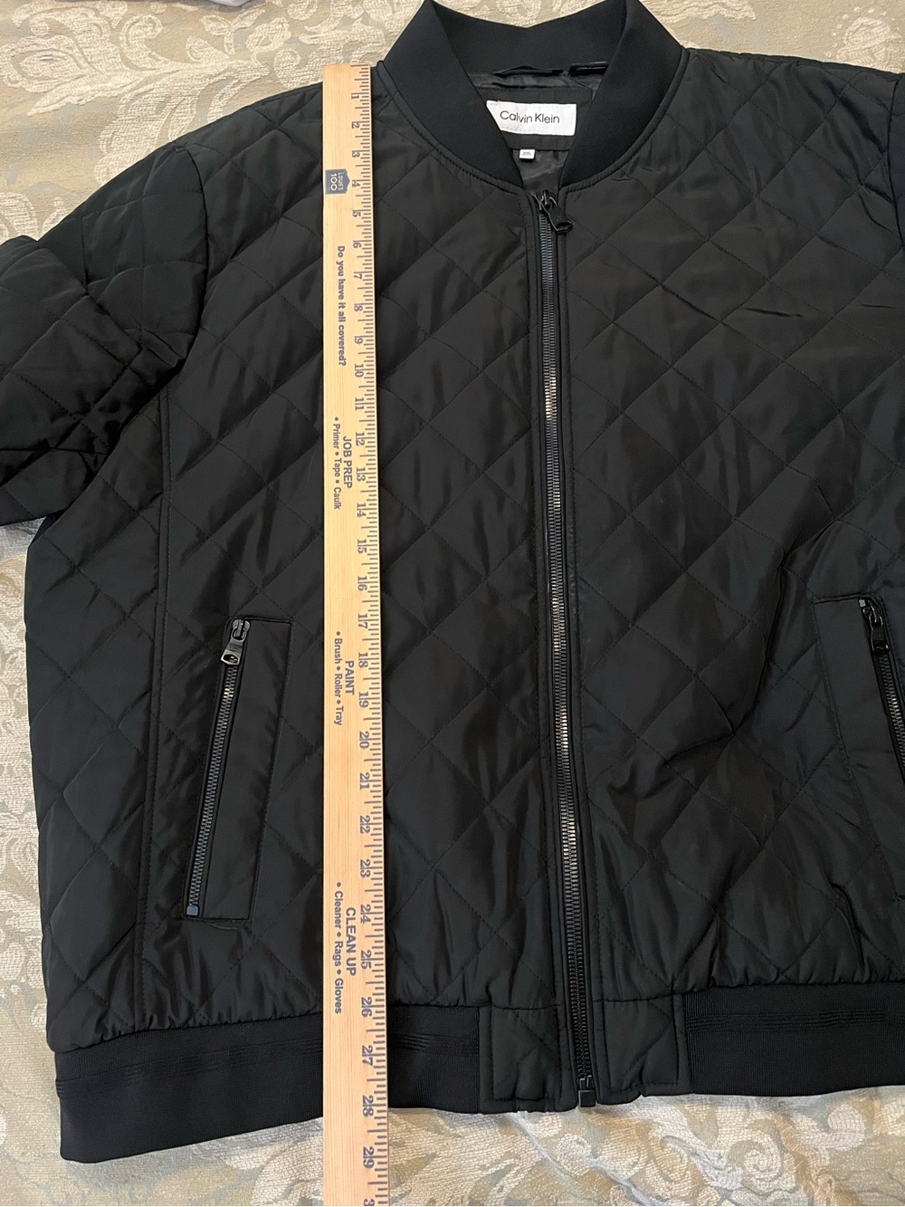 Calvin Klein Men's Quilted Baseball Jacket with Rib-Knit Trim in Black XXL - Picture 11 of 11